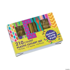 Bulk Gold Plastic Cutlery Sets of 70